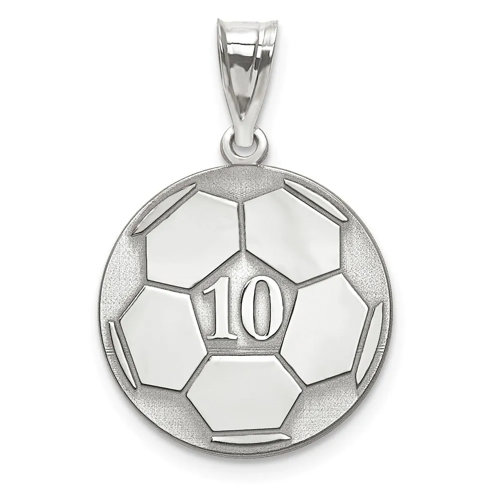Soccer Ball with Number and Engraved Name Pendant - Sterling Silver or Solid Gold