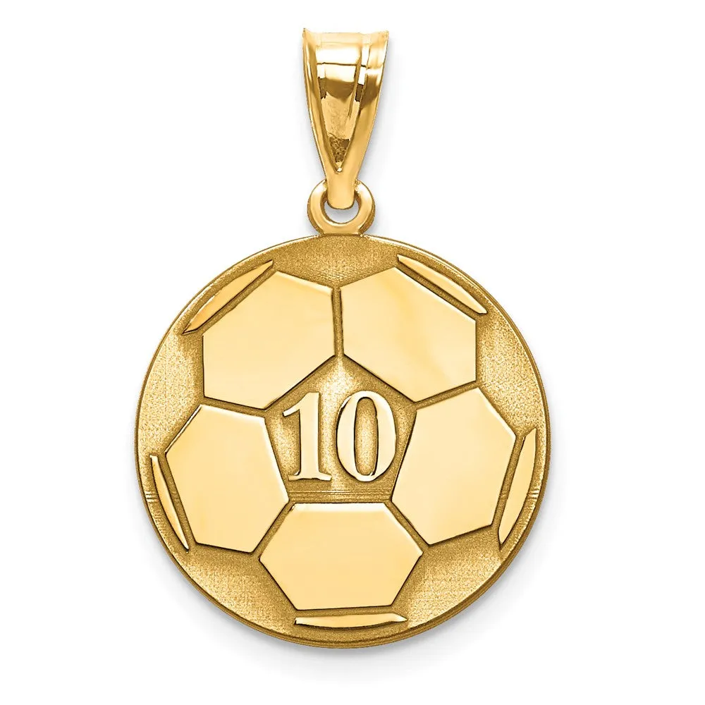 Soccer Ball with Number and Engraved Name Pendant - Sterling Silver or Solid Gold