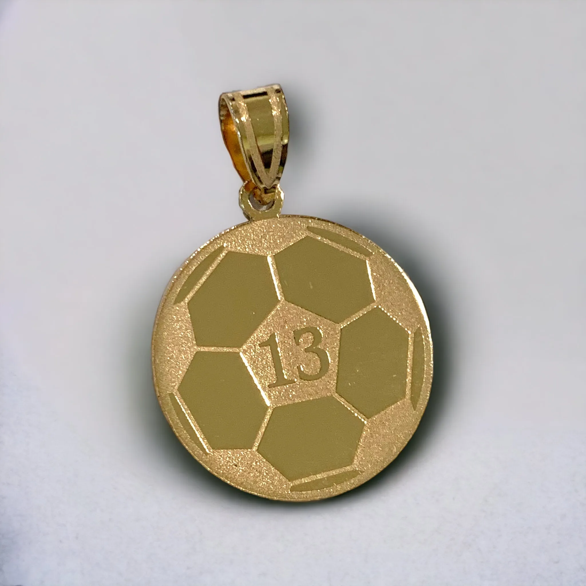 Soccer Ball with Number and Engraved Name Pendant - Sterling Silver or Solid Gold