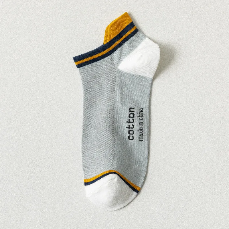 Socks Male Socks Sweat-absorbent Breathable Short Pure Cotton Socks Spring And Summer Thin Low-top Sports Mesh Men's Boat Socks