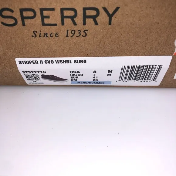 Sperry Striper II CVO Burgundy Shoes Size 8M