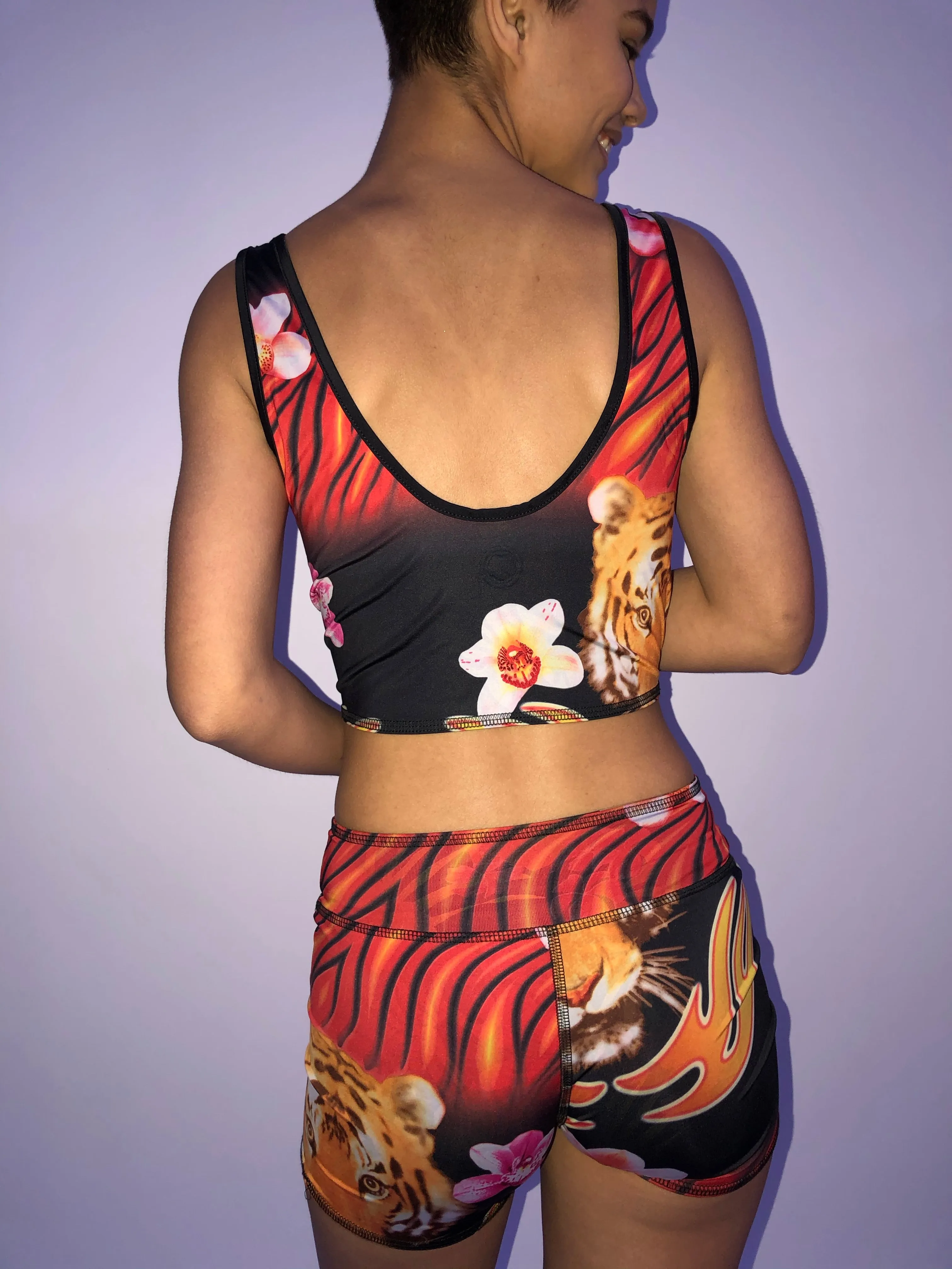 SPORTS BRA BRALET RED TIGER/HAWAIIAN FLORAL