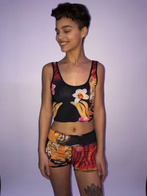 SPORTS BRA BRALET RED TIGER/HAWAIIAN FLORAL