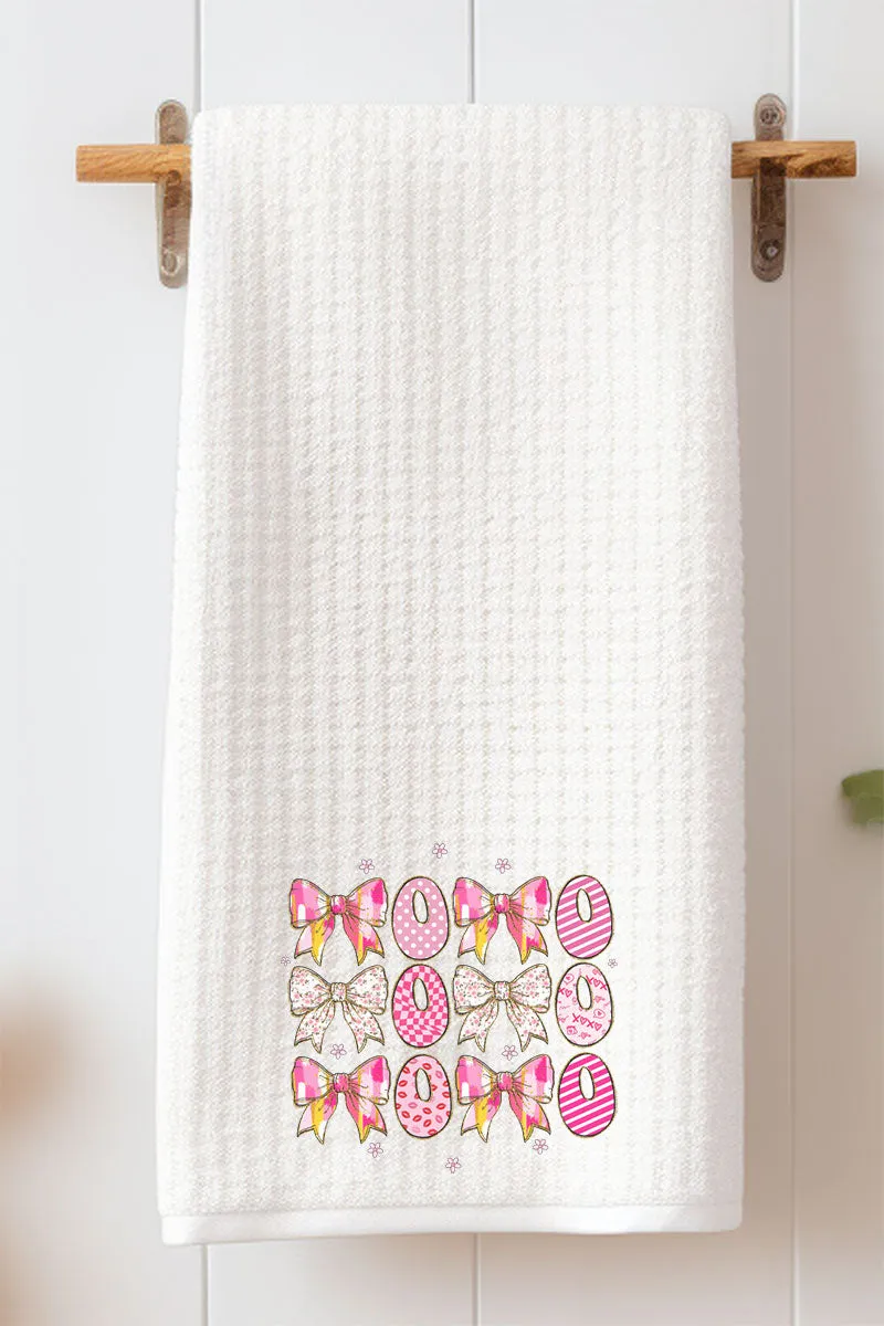 Stacked Coquette XOXO Waffle Kitchen Towel