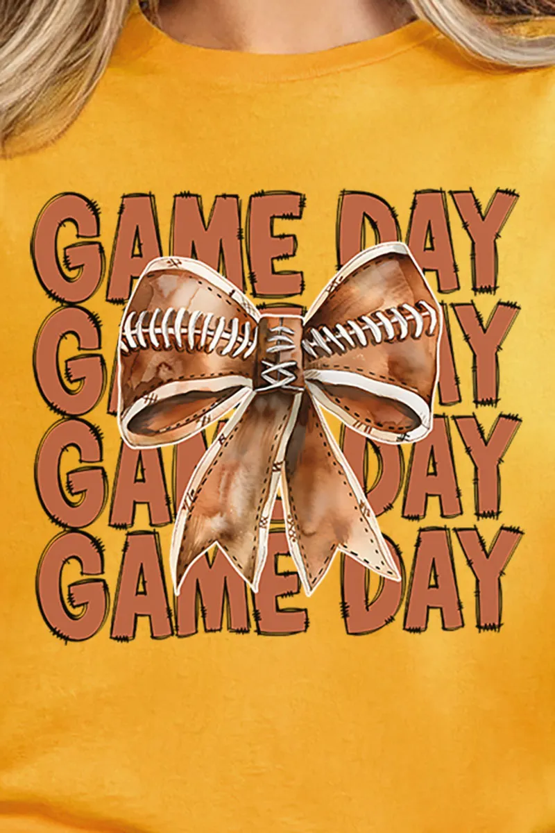 Stacked Gameday Coquette Bow Short Sleeve Relaxed Fit T-Shirt