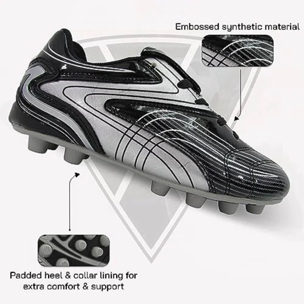 Striker Firm Ground Soccer Shoes -Black/Silver