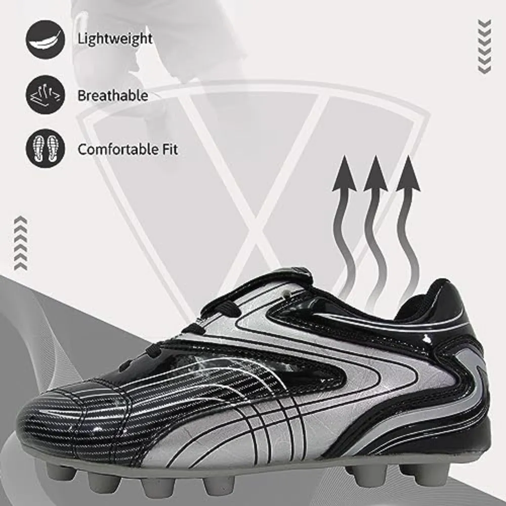 Striker Firm Ground Soccer Shoes -Black/Silver