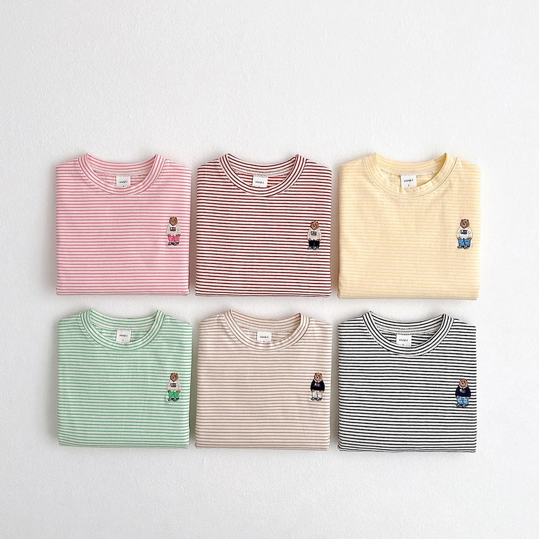 Stripe LS with Bear Embroidered - Pink Stripe