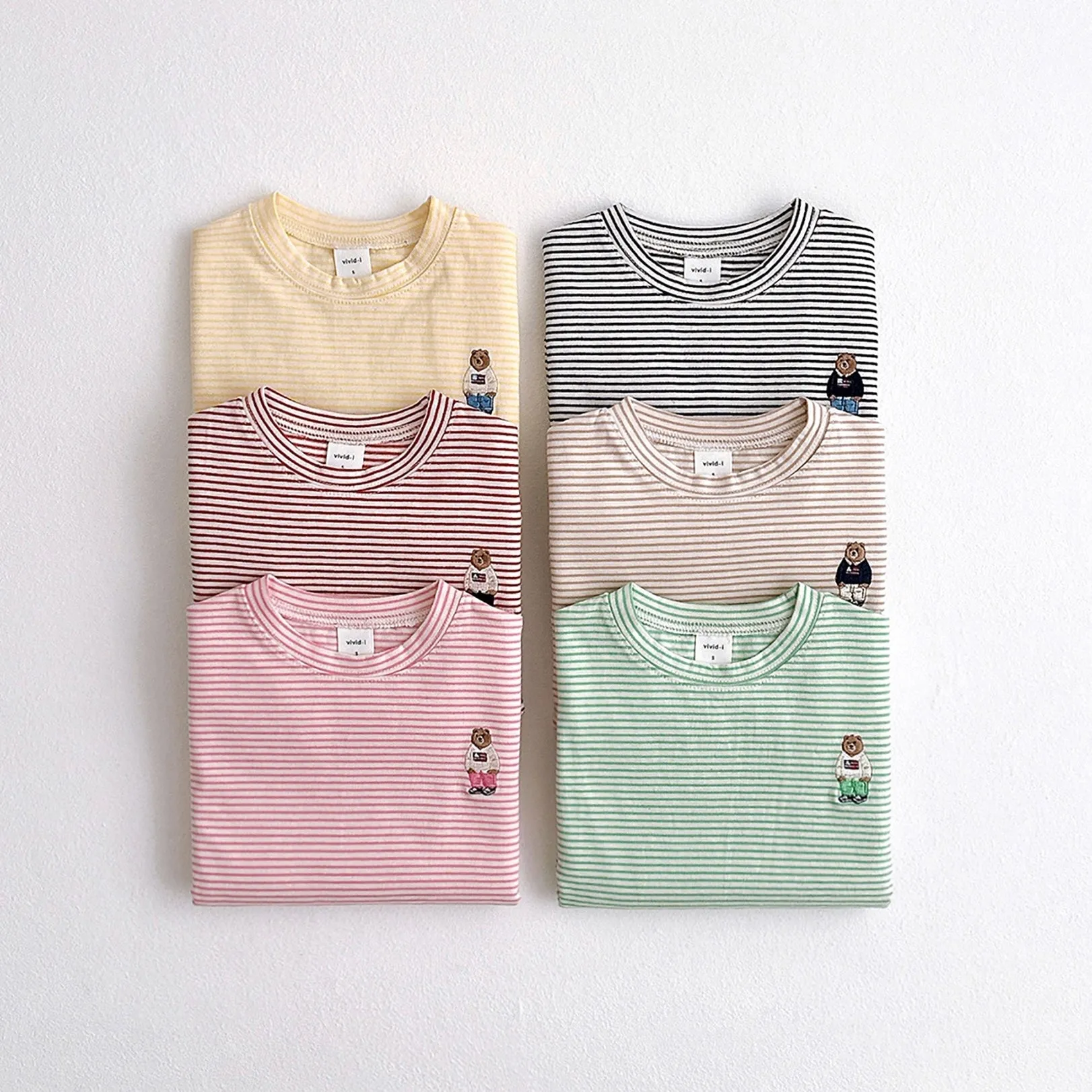 Stripe LS with Bear Embroidered - Pink Stripe