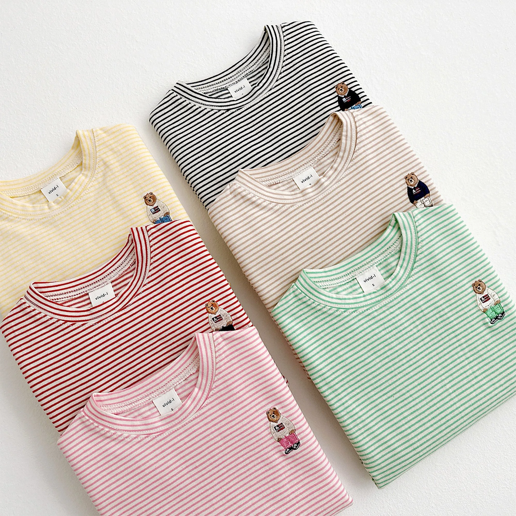 Stripe LS with Bear Embroidered - Pink Stripe