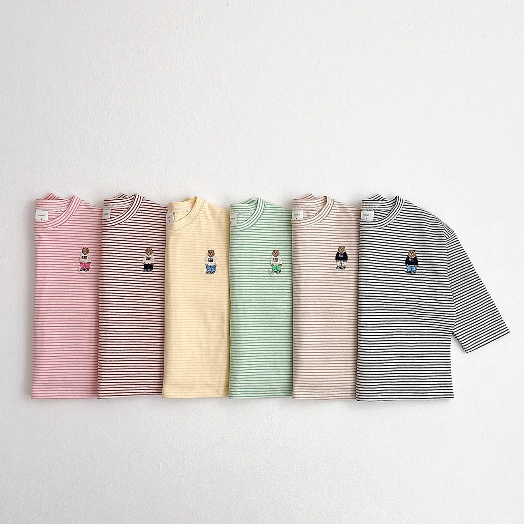 Stripe LS with Bear Embroidered - Yellow Stripe