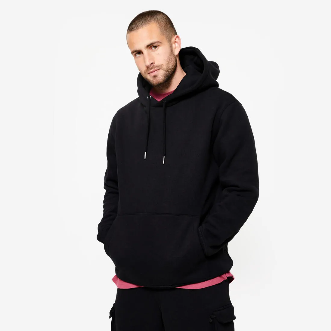 Sweat à capuche de fitness homme, noir