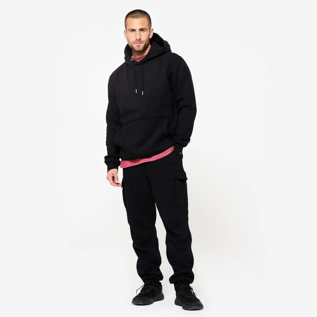 Sweat à capuche de fitness homme, noir