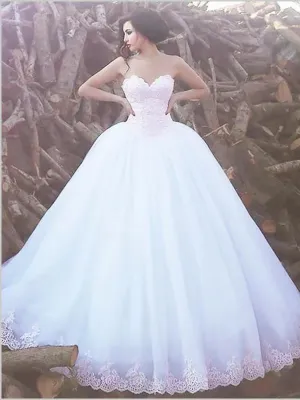 Sweetheart Organza Sleeveless Wedding Dresses Brush Train Ball Gown