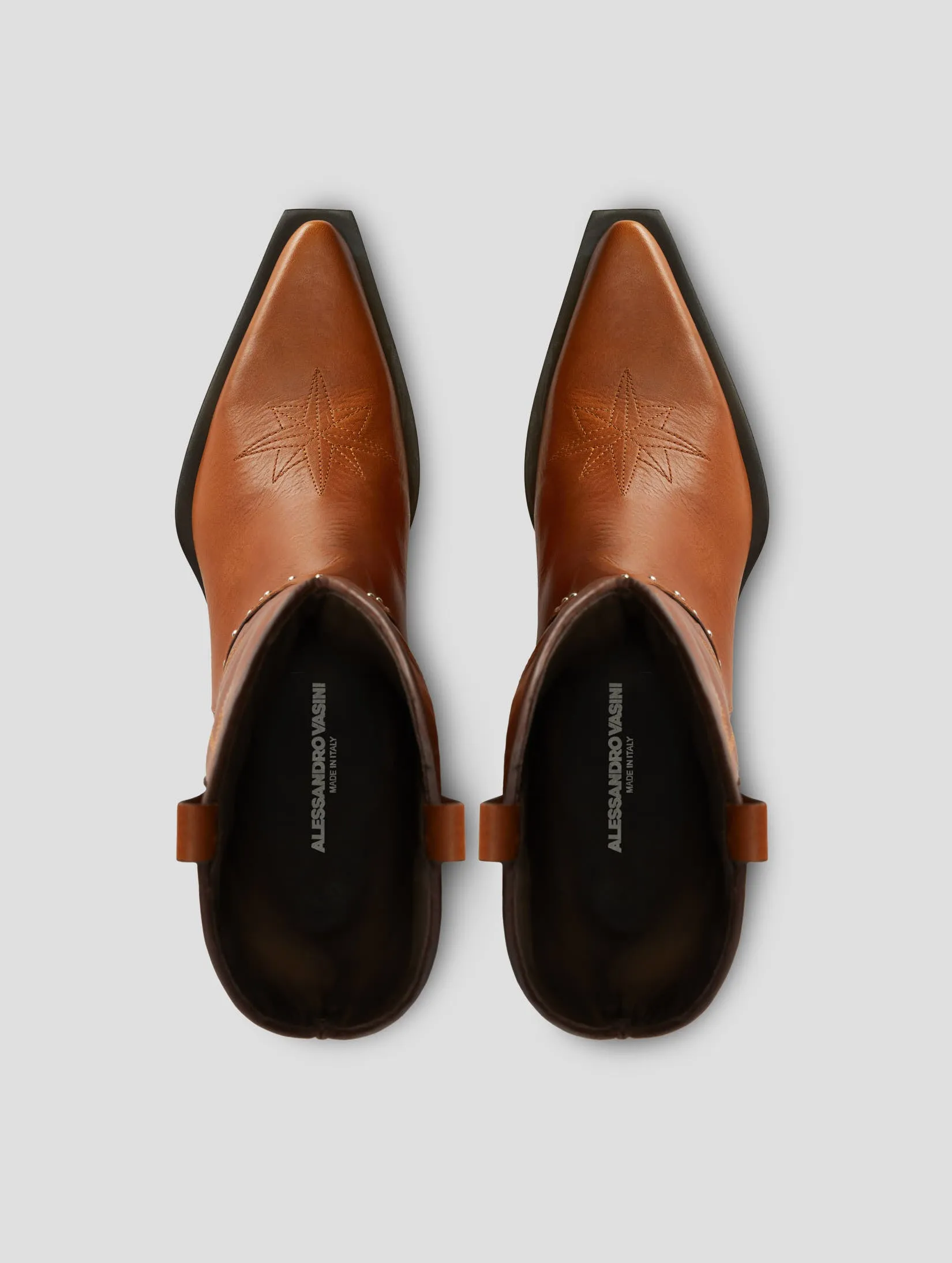 TERENCE WESTERN BOOT IN TOBACCO VACCHETTA - Woman