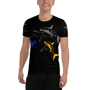 TGIF Great White Shark All-Over Print Men's Athletic T-shirt