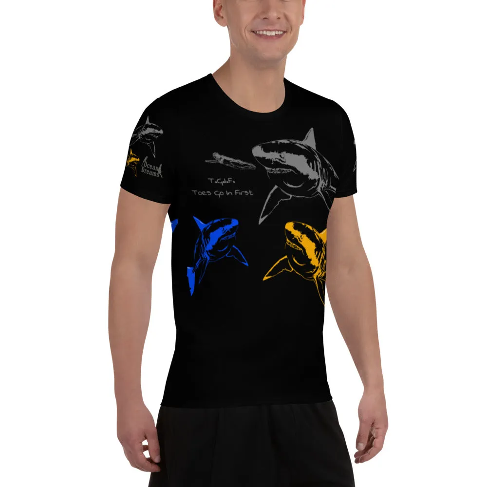 TGIF Great White Shark All-Over Print Men's Athletic T-shirt
