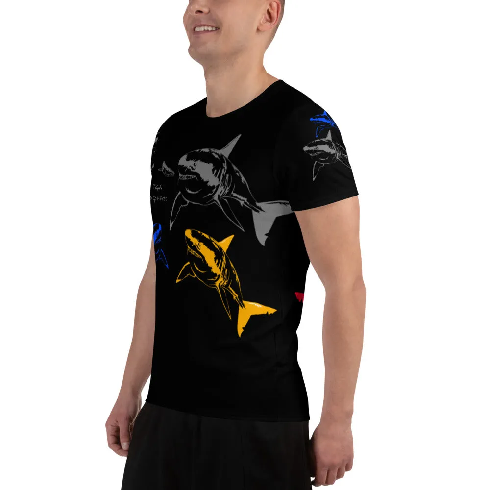 TGIF Great White Shark All-Over Print Men's Athletic T-shirt