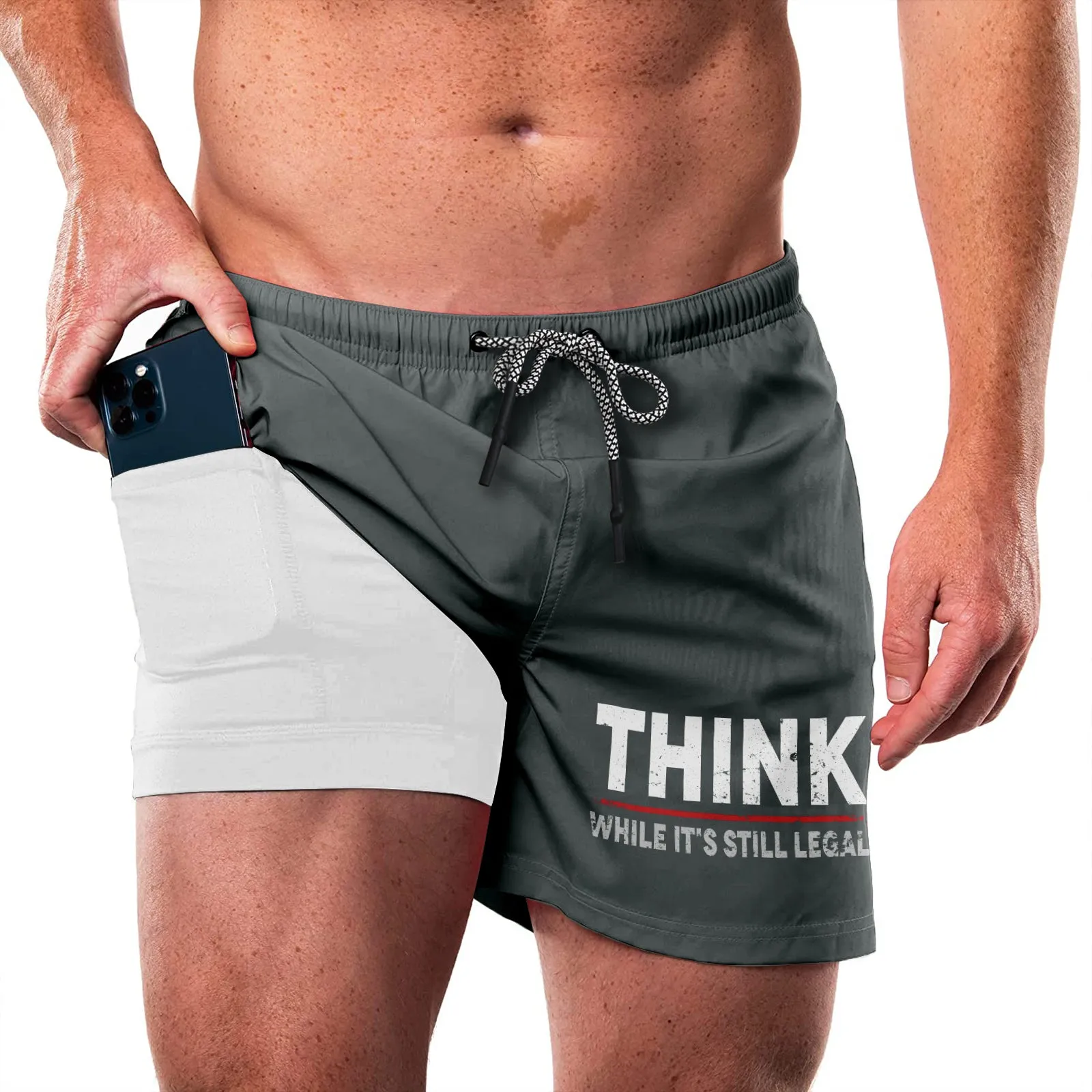 THINK QUICKDRY POCKET 2 IN 1 7'' INSEAM RUNNING SHORTS
