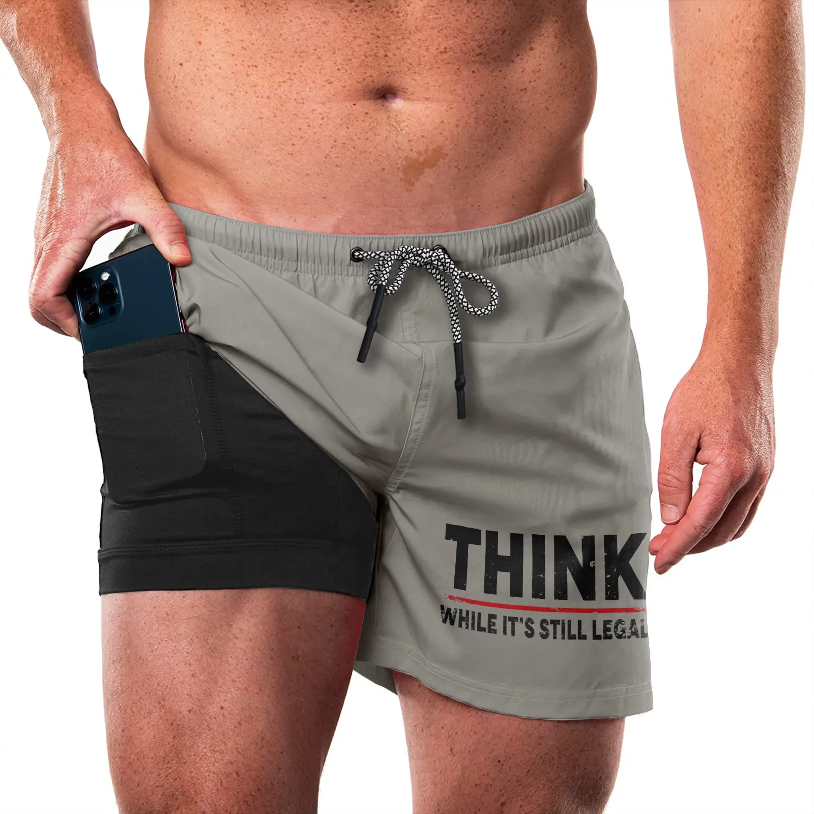 THINK QUICKDRY POCKET 2 IN 1 7'' INSEAM RUNNING SHORTS