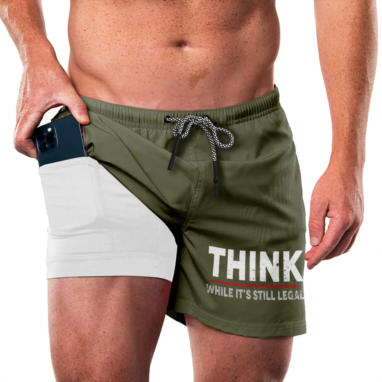 THINK QUICKDRY POCKET 2 IN 1 7'' INSEAM RUNNING SHORTS
