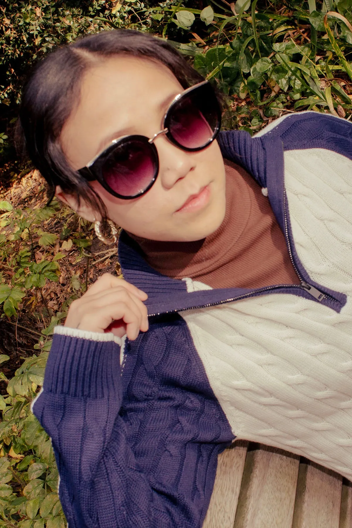 Three Quarter Zip Cable Knit Jumper