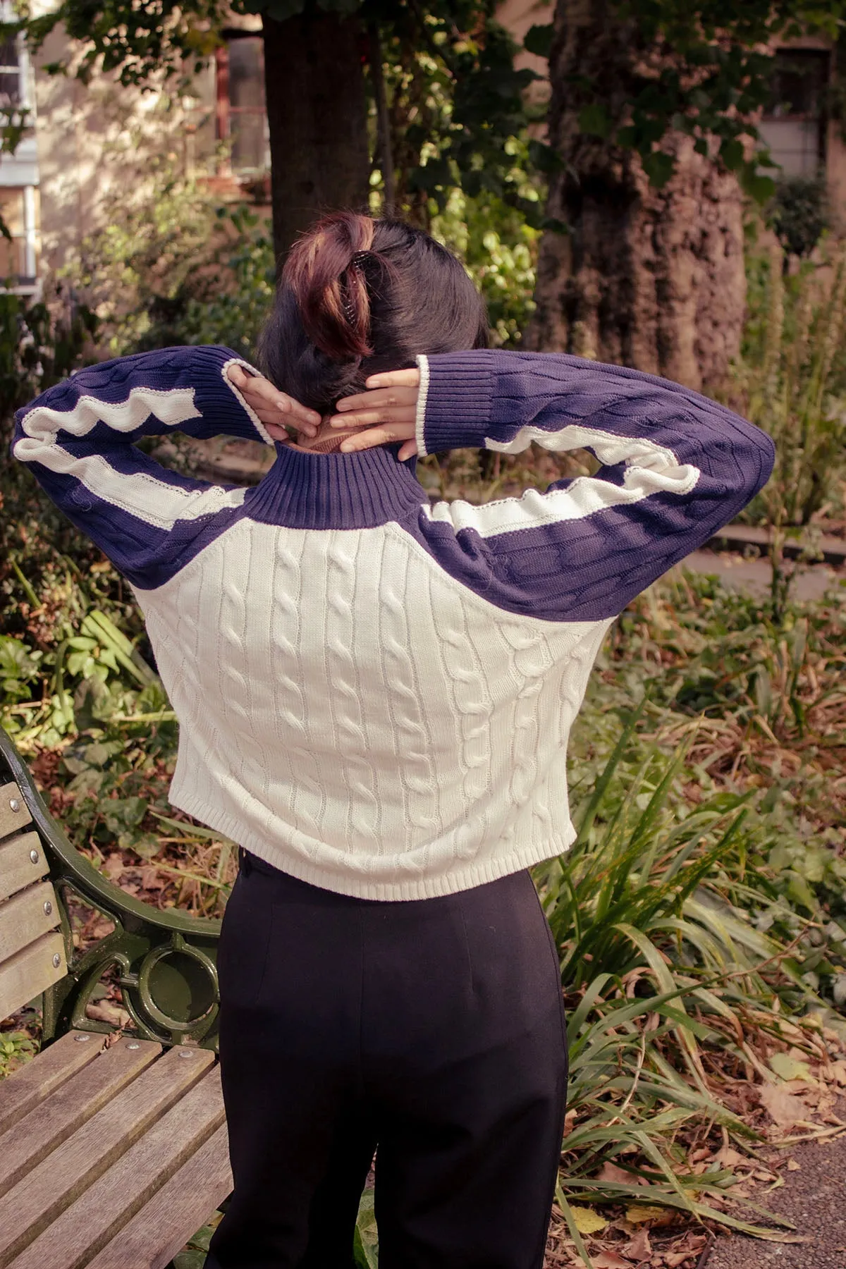 Three Quarter Zip Cable Knit Jumper
