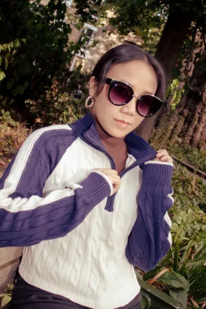 Three Quarter Zip Cable Knit Jumper