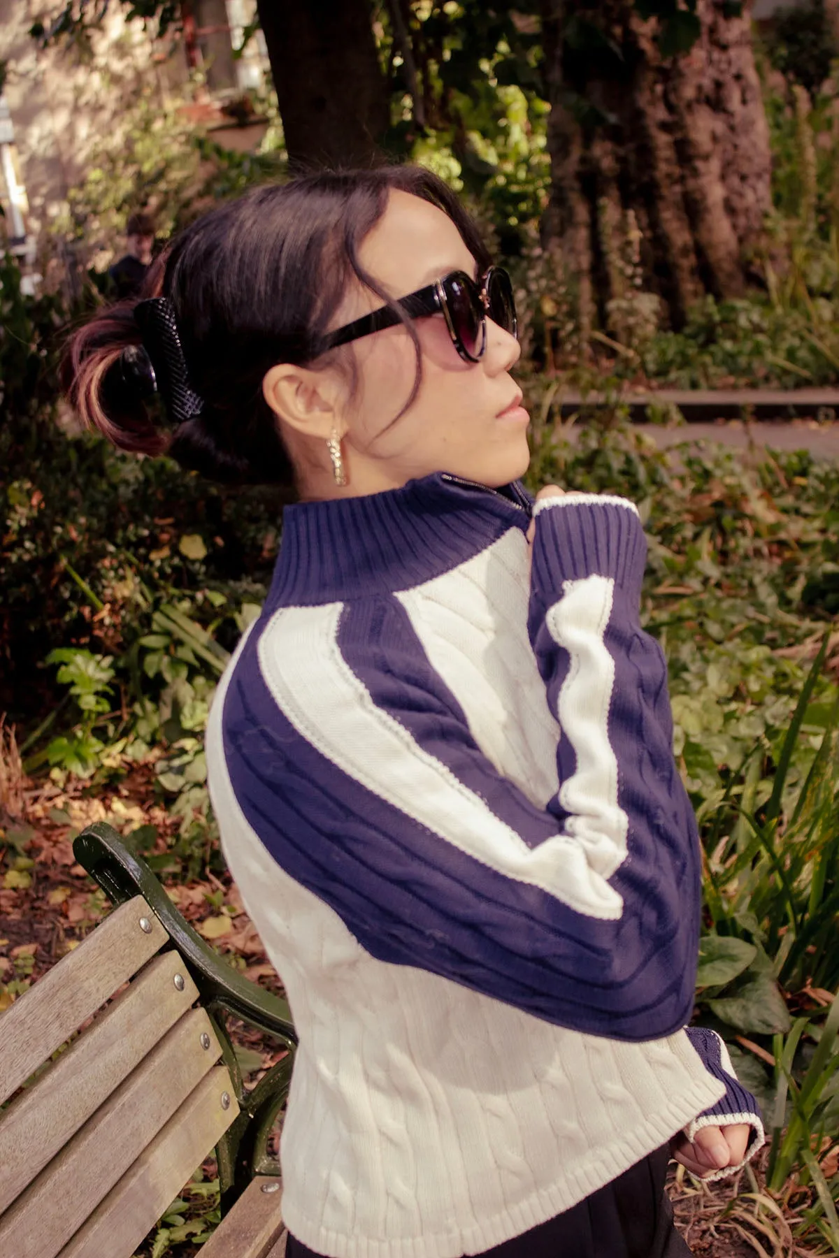 Three Quarter Zip Cable Knit Jumper