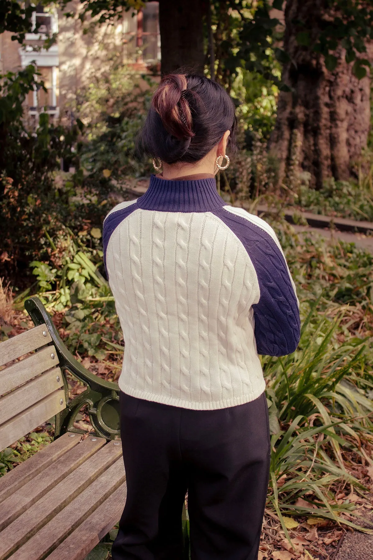 Three Quarter Zip Cable Knit Jumper