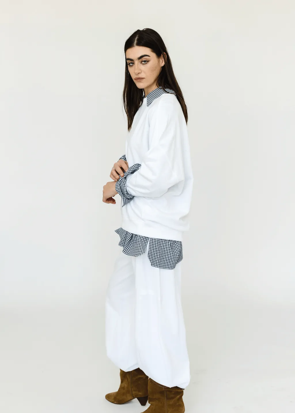 Tibi Light Weight Sweatshirting Winslow Pant in White