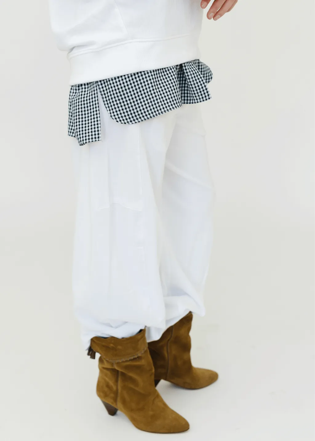 Tibi Light Weight Sweatshirting Winslow Pant in White