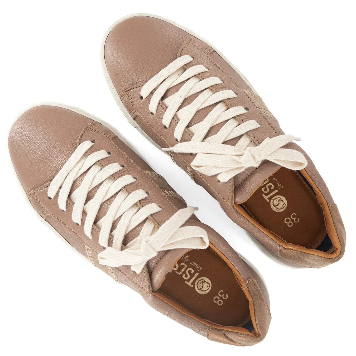 Tripoli : Ladies Leather Sneaker in Timber Cayak & Beige Spirit