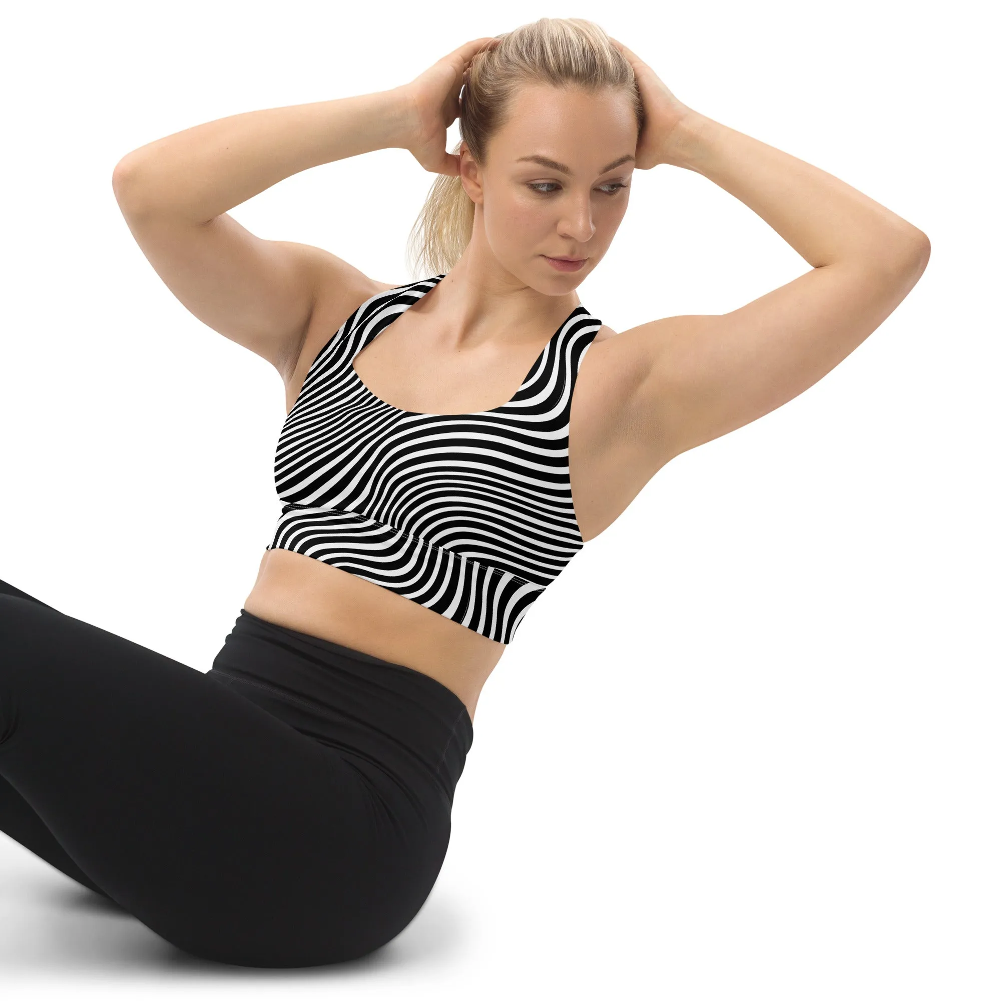 Trippy Zebra Longline Sports Bra