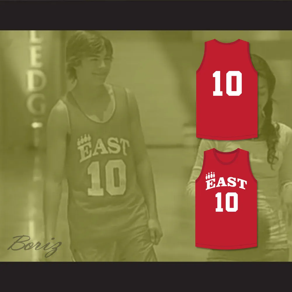 Troy Bolton 10 East High School Wildcats Red Practice Basketball Jersey