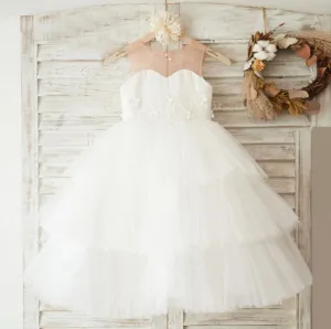Unique New Design Baby Fashion Tulle Lovely Cutest Wedding Flower Girl Dresses, FG0095
