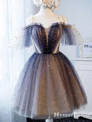 Unique Sparkly Off the Shoulder Short A-line Cheap Homecoming Dresses, TYP0067