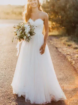 Unique Sweetheart Simple A-line Cheap Wedding Dresses, WDY0179