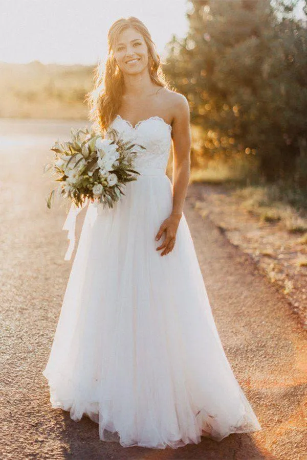 Unique Sweetheart Simple A-line Cheap Wedding Dresses, WDY0179