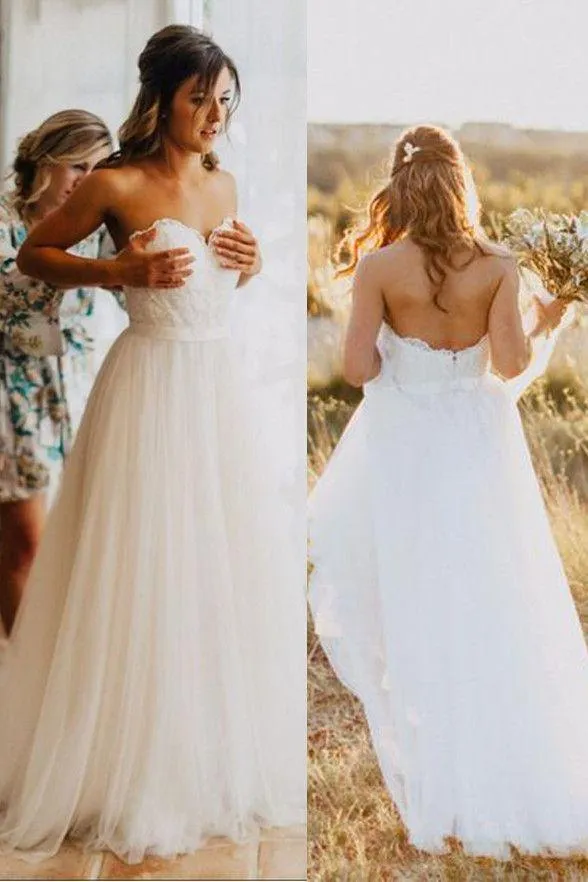 Unique Sweetheart Simple A-line Cheap Wedding Dresses, WDY0179