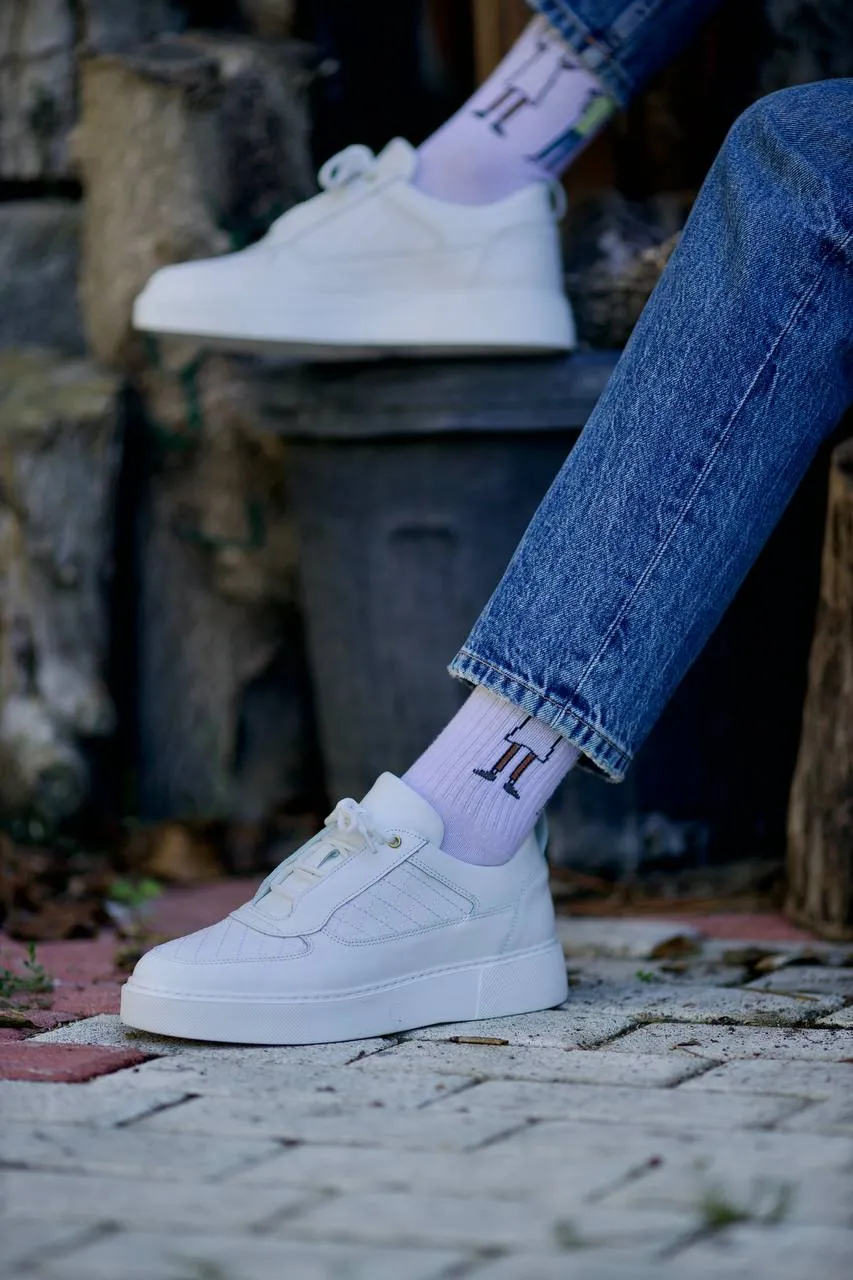 White Quilted Leather Sneakers