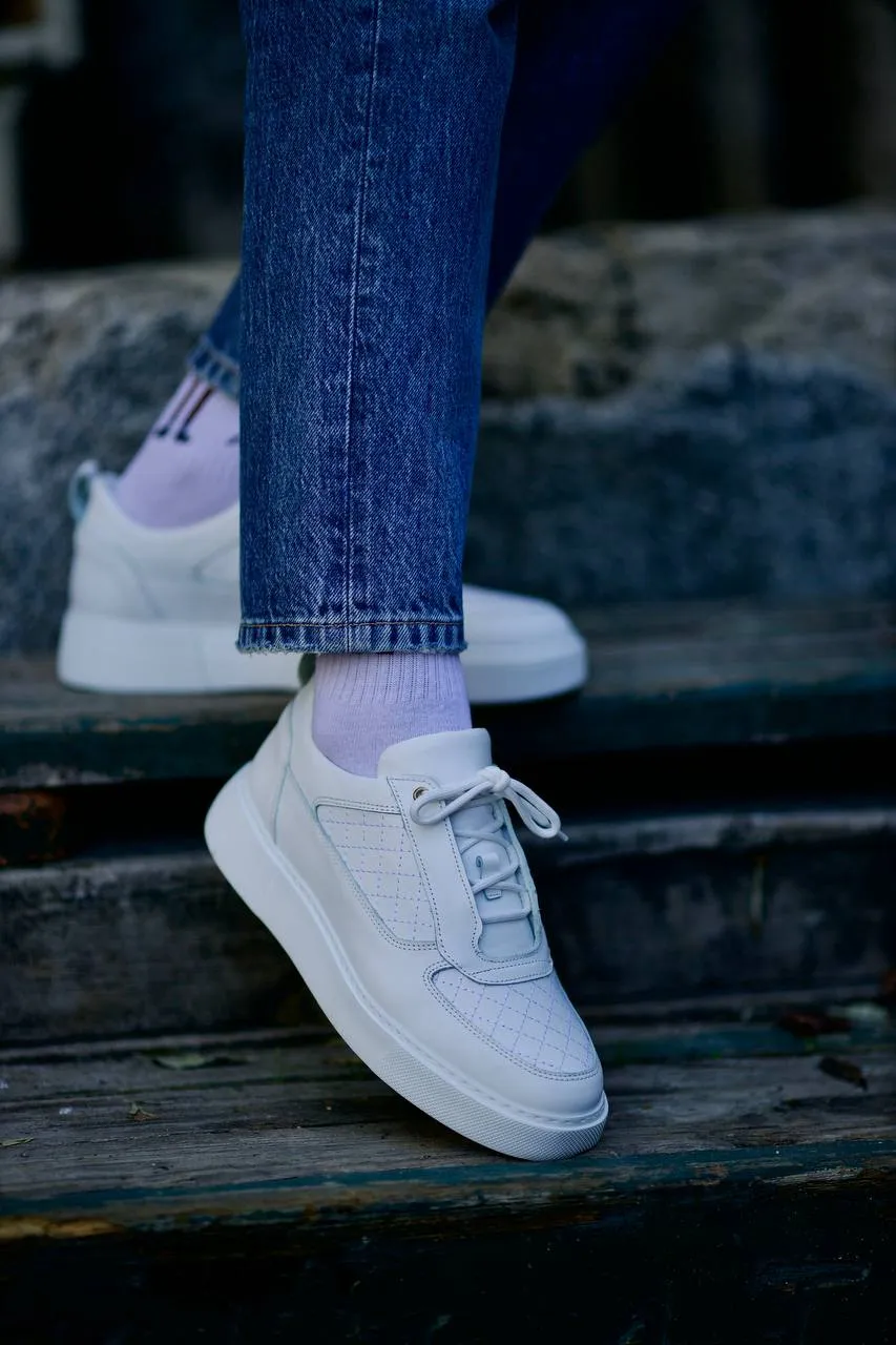 White Quilted Leather Sneakers