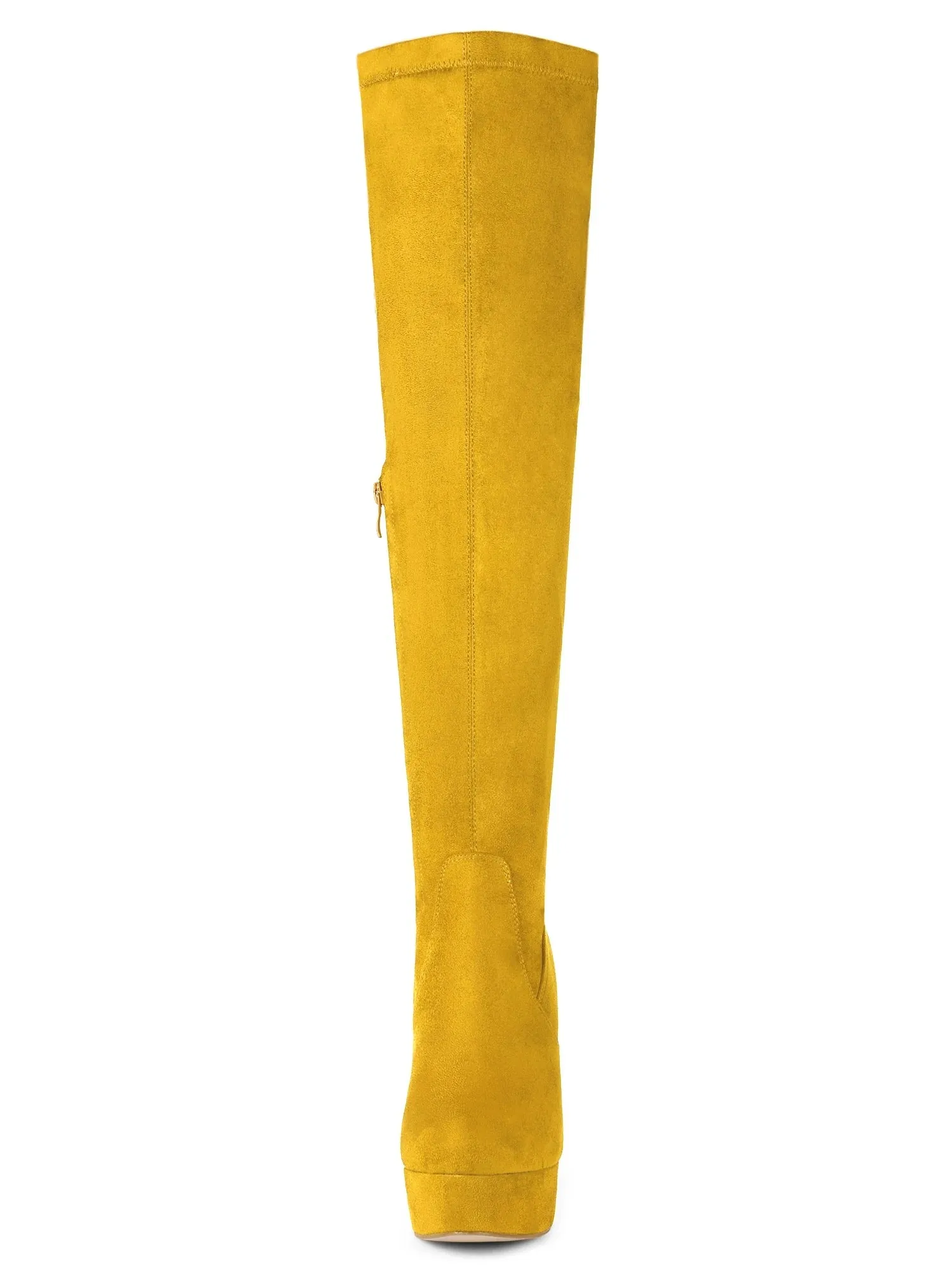 Women'S Platform Block Heel over Knee Boots Yellow 8.5