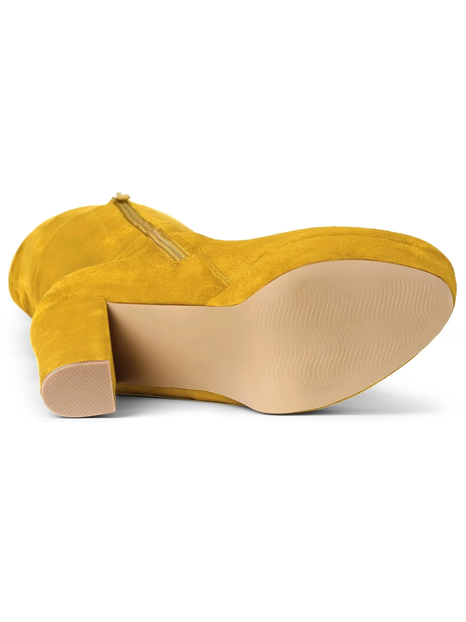 Women'S Platform Block Heel over Knee Boots Yellow 8.5
