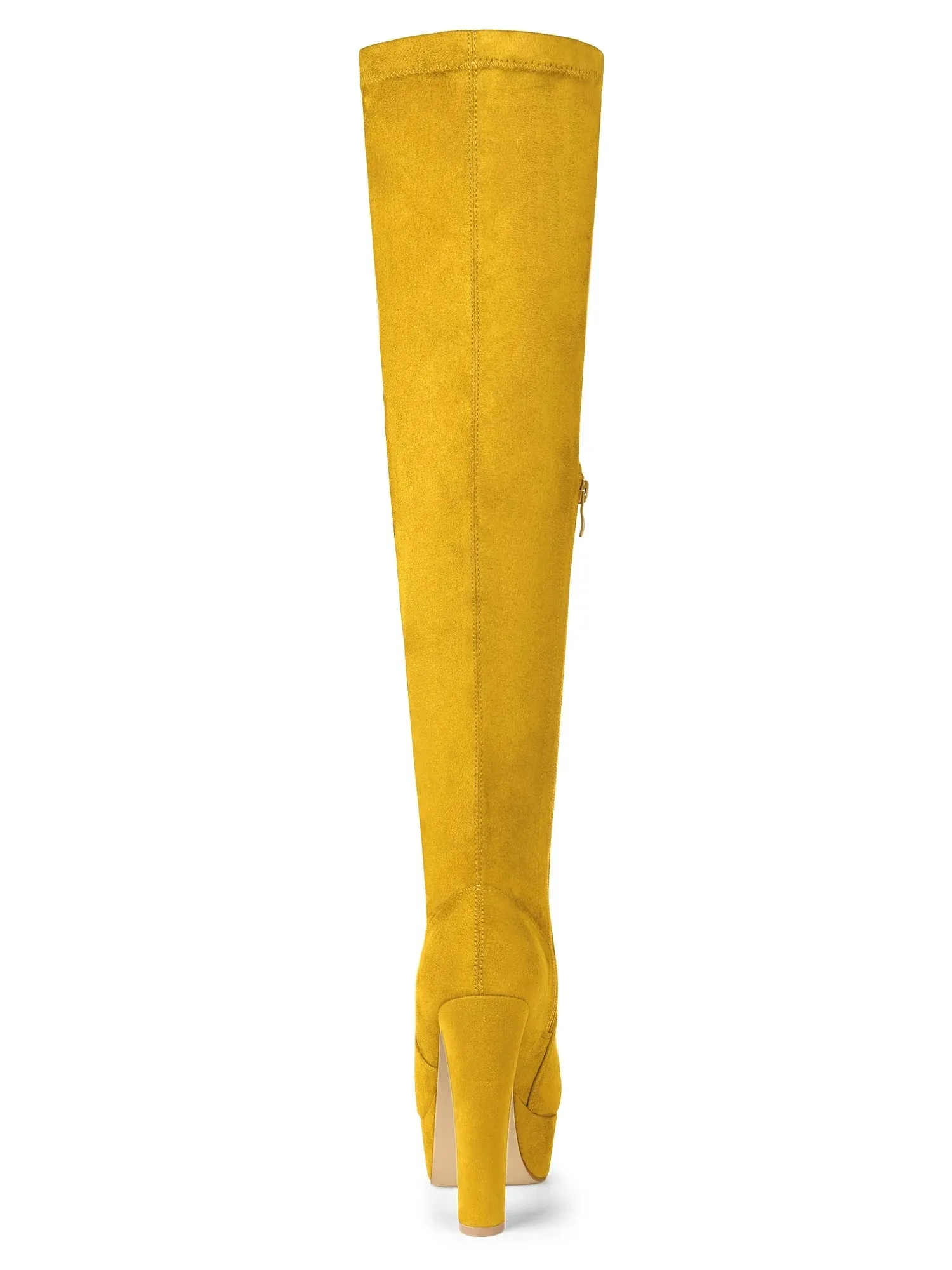 Women'S Platform Block Heel over Knee Boots Yellow 8.5