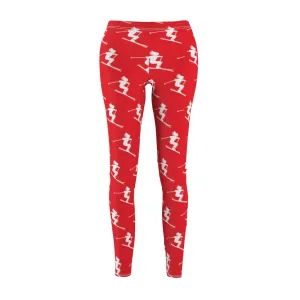 Women's Trendy Leggings - Skiers Red