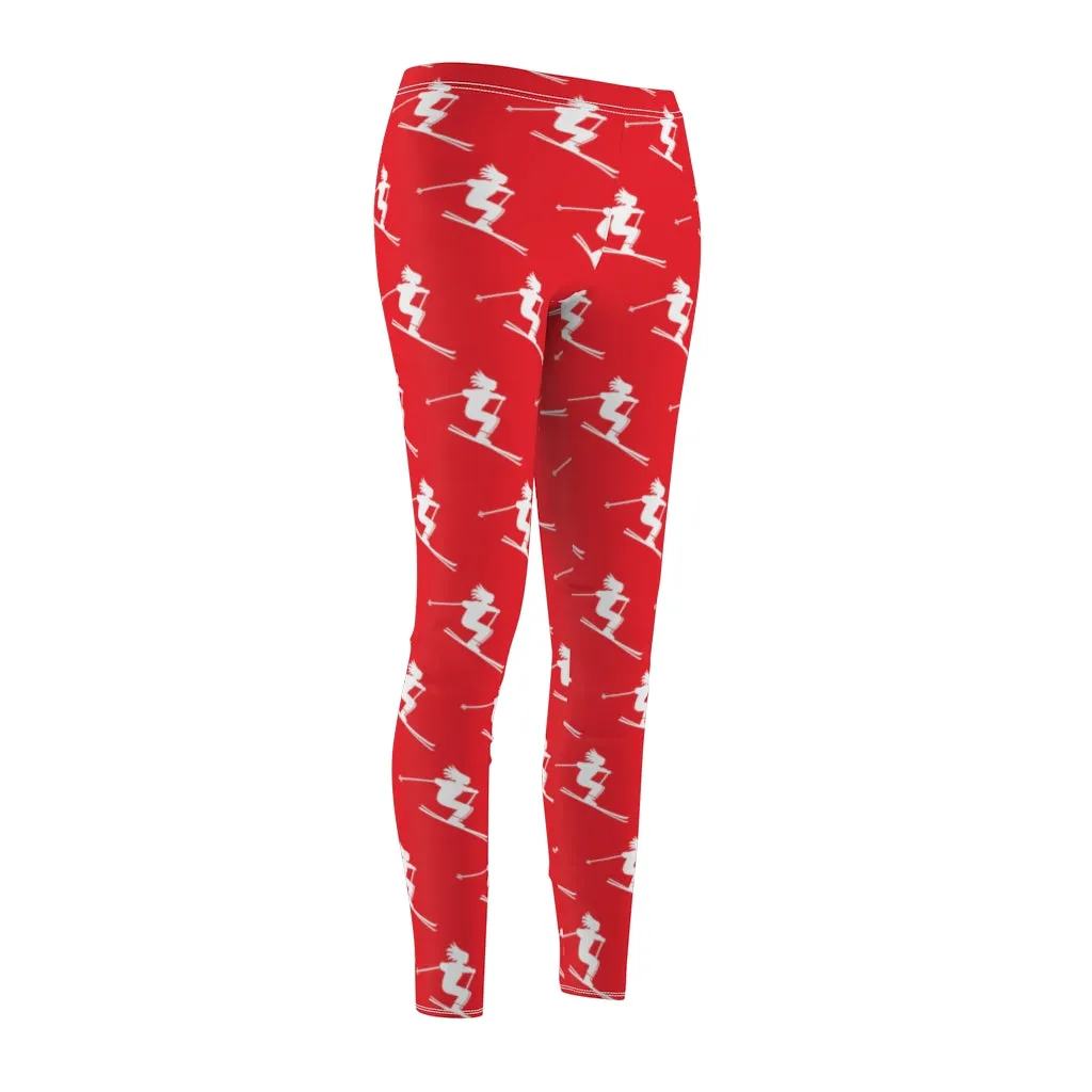 Women's Trendy Leggings - Skiers Red