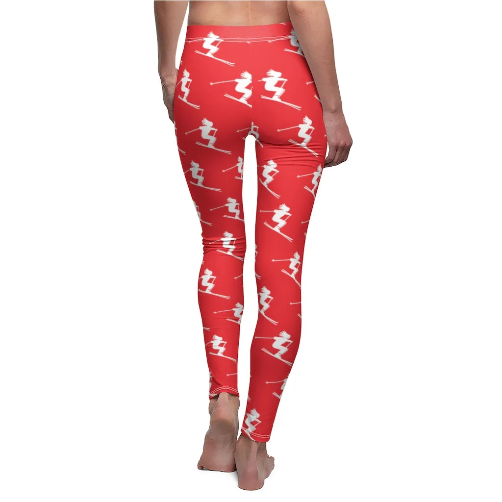 Women's Trendy Leggings - Skiers Red