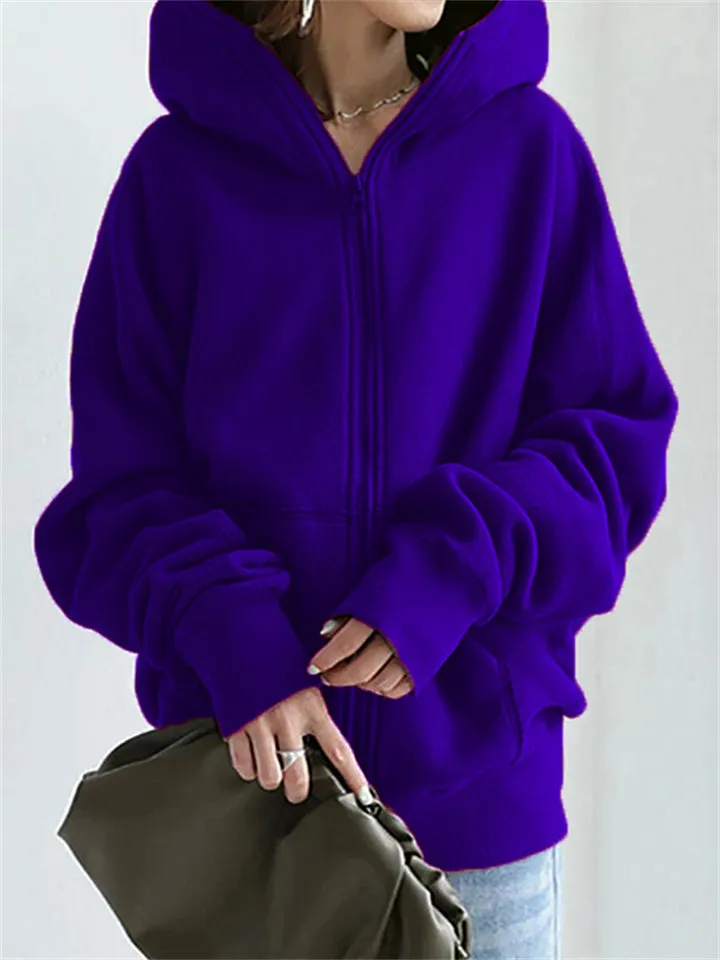 Women's Trendy Solid Plus Size Street Sports Hoodies