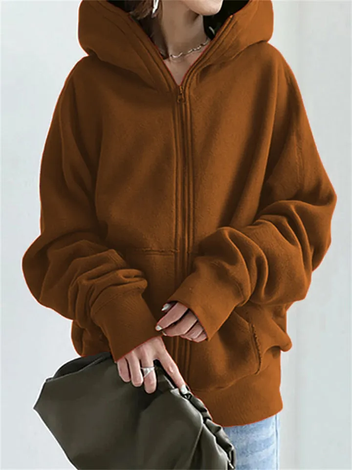 Women's Trendy Solid Plus Size Street Sports Hoodies